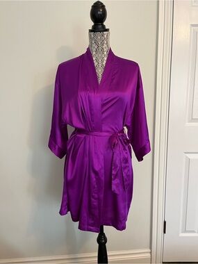 Victoria's Secret Satin Purple Kimono Robe with Tie